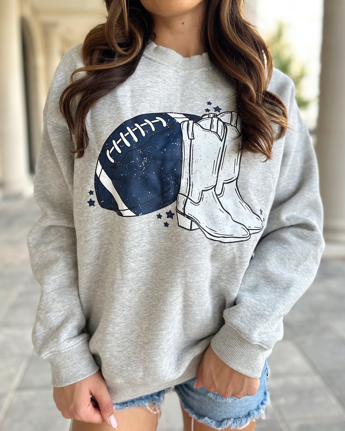 Navy/White Football + Boot Pullover (Ships 9/30)