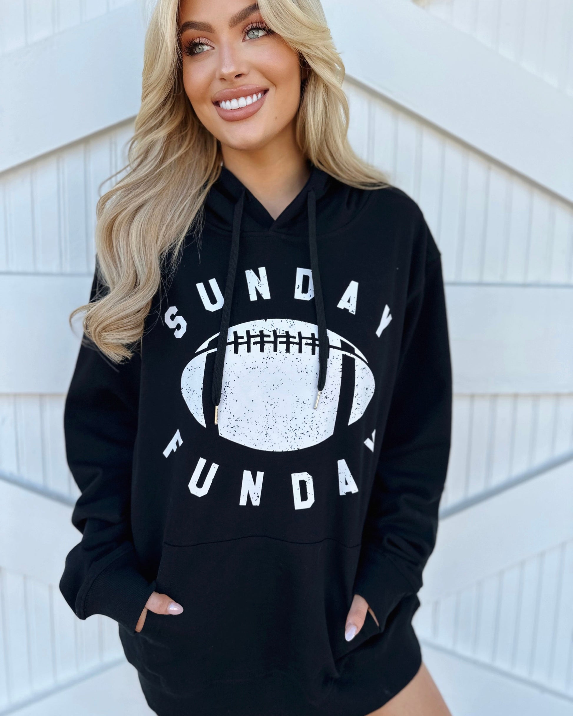 Black Oversized “SUNDAY FUNDAY” Hoodie (Pre-Order Ships 9/15) - Live Love Gameday®