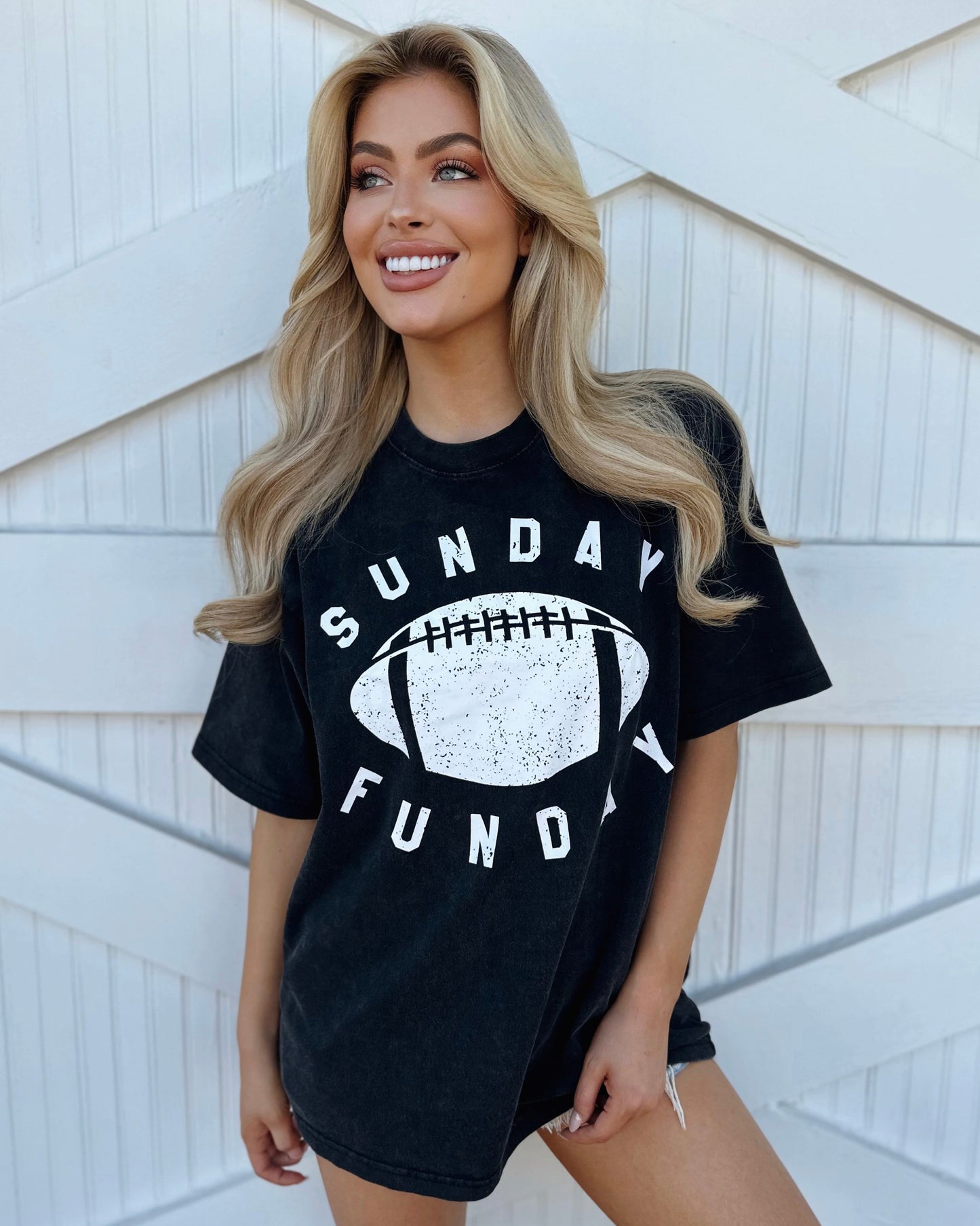 Mineral-Wash “SUNDAY FUNDAY” Black Tee (Pre-Order Ships 9/15) - Live Love Gameday®