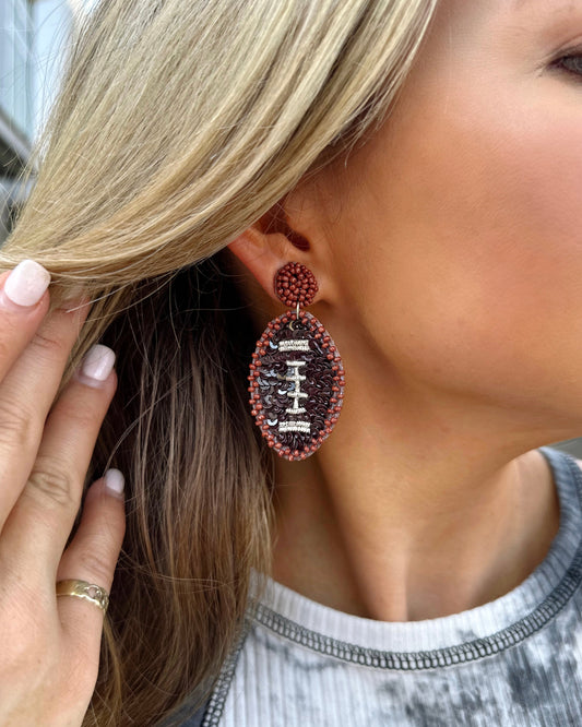 Mini Brown Sequin Football Earrings - Live Love Gameday®