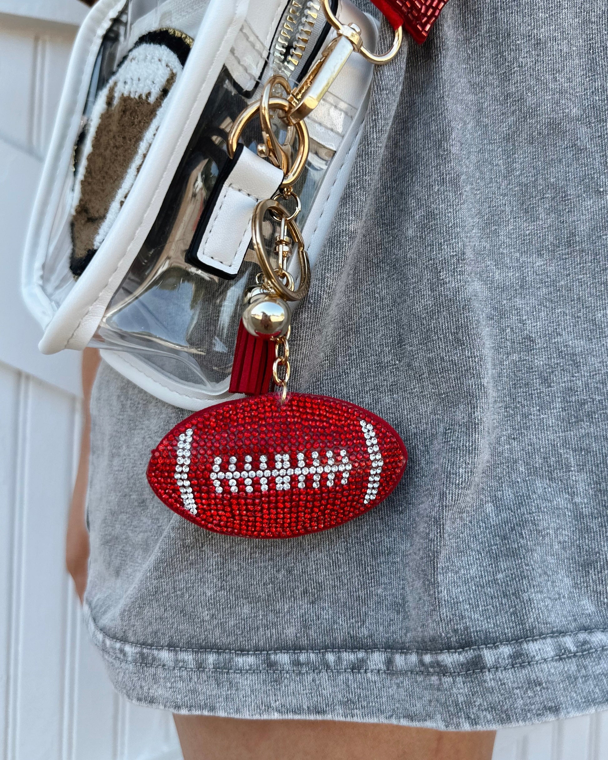 Red Crystal Football Keychain (Pre-Order Ships 8/30) - Live Love Gameday®