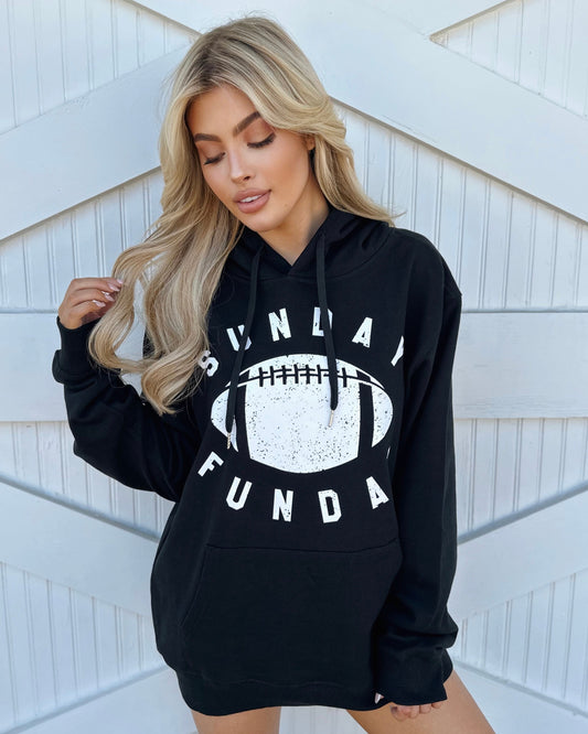 Black Oversized “SUNDAY FUNDAY” Hoodie (Pre-Order Ships 9/15) - Live Love Gameday®