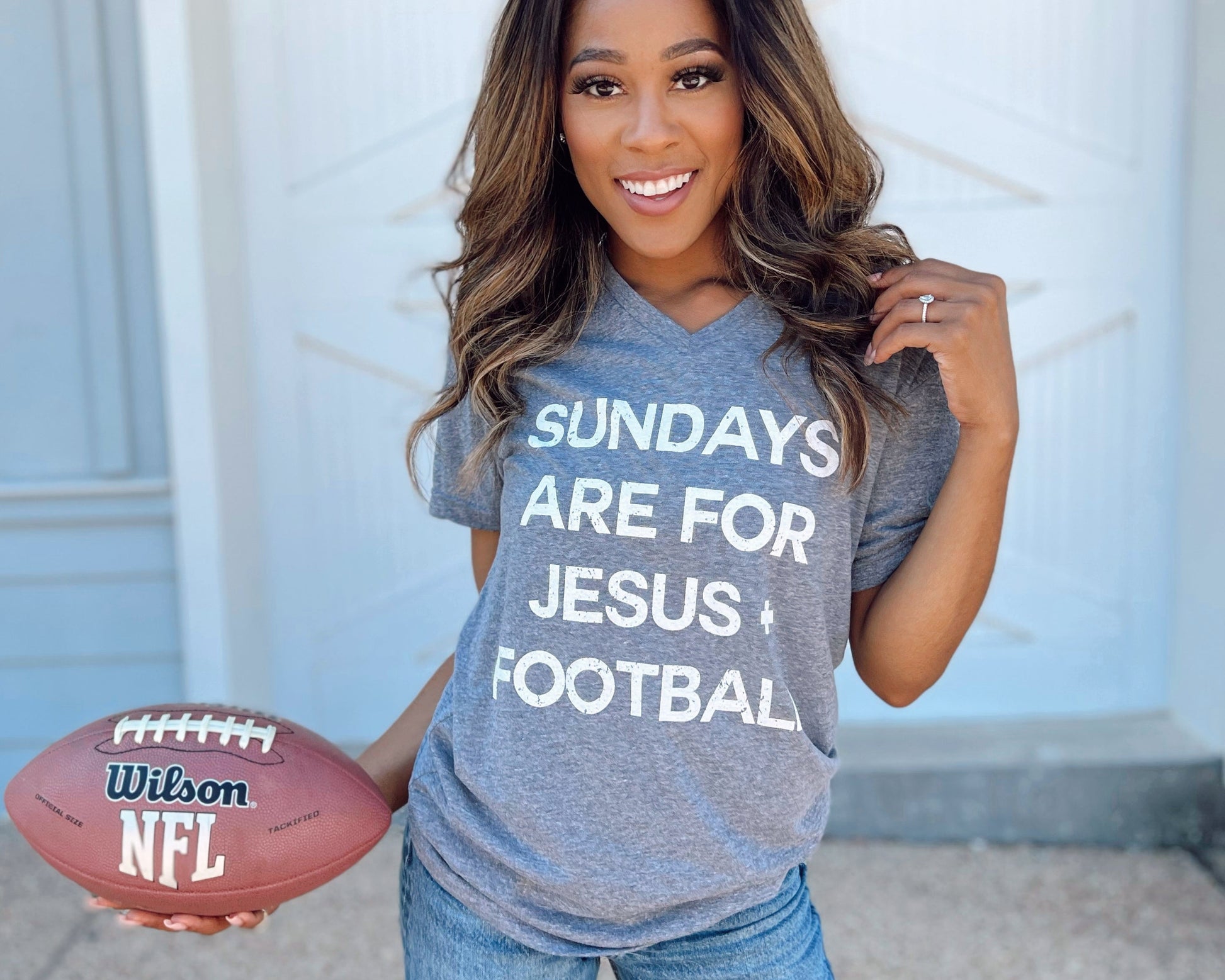 Sundays Are For Jesus + Football Tri-Blend Comfy Tee - Live Love Gameday®