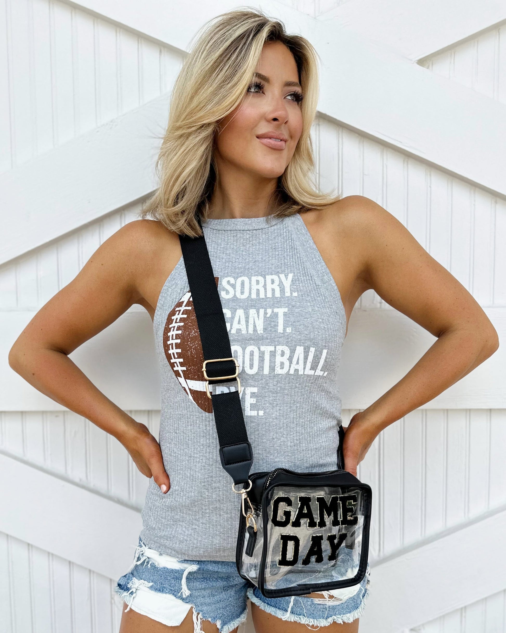 Black GAME DAY Chenille-Patch Stadium-Approved Clear Purse (Ships 7/24) - Live Love Gameday®